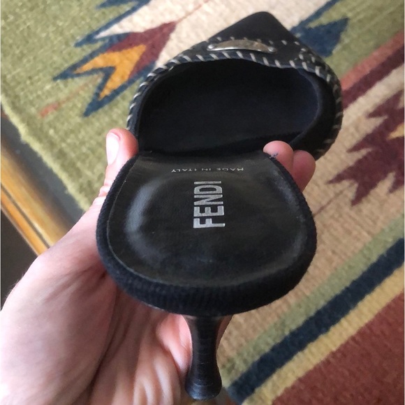 Vintage FENDI Selleria Series Logo Plate Mule Heels (rare) - Picture 7 of 11